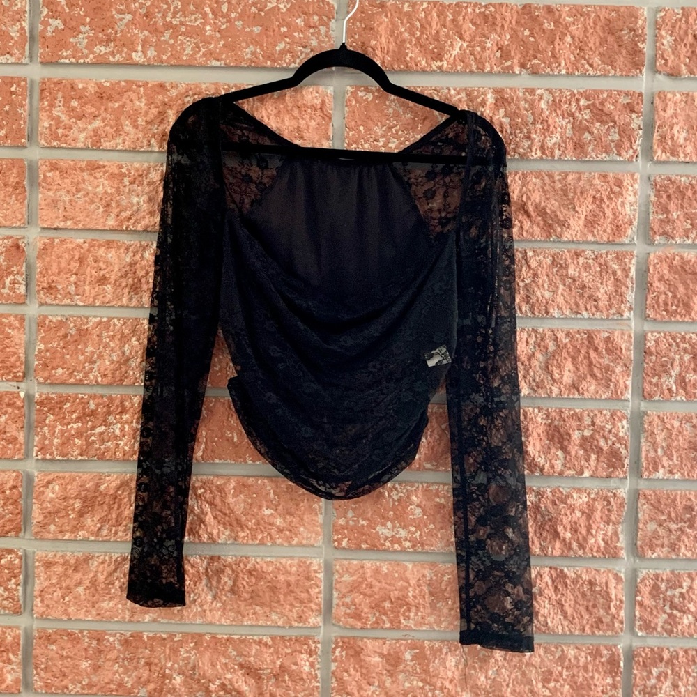 🌟 women’s black lace long sleeve top